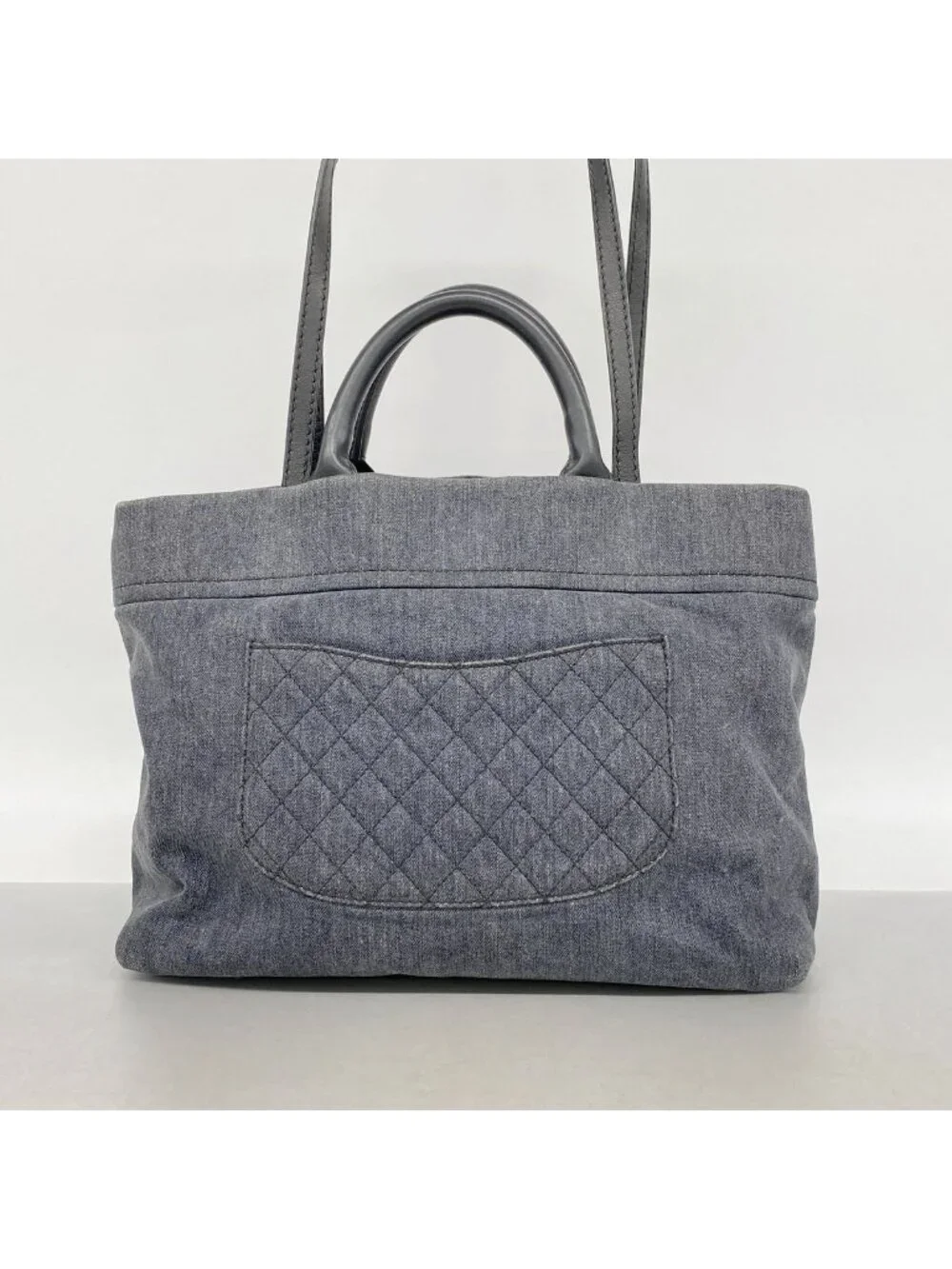 Chanel Handbag Denim Gray Silver 2-Way Bag